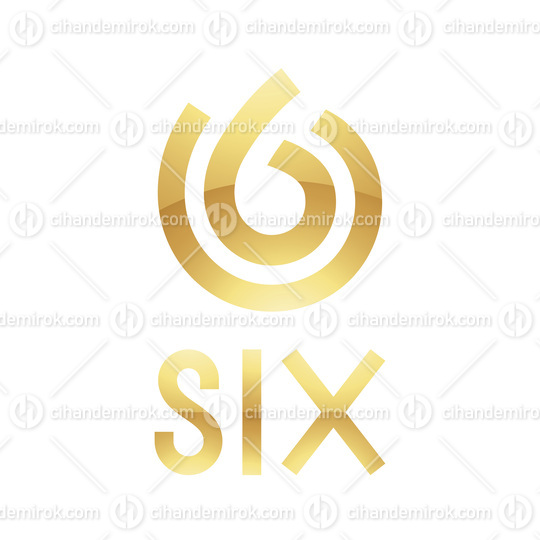 Golden Symbol for Number 6 on a White Background - Icon 4