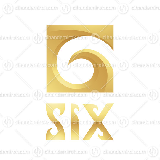 Golden Symbol for Number 6 on a White Background - Icon 5