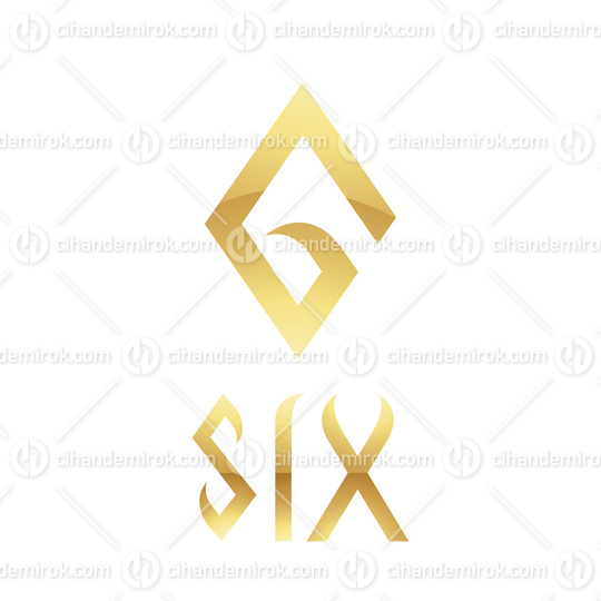 Golden Symbol for Number 6 on a White Background - Icon 6