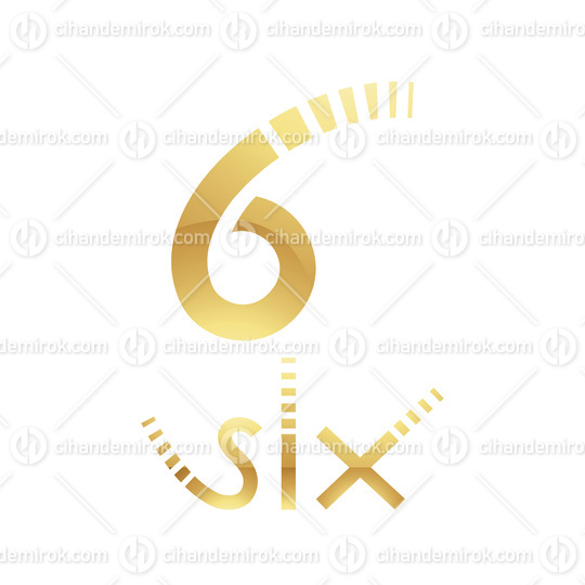 Golden Symbol for Number 6 on a White Background - Icon 7