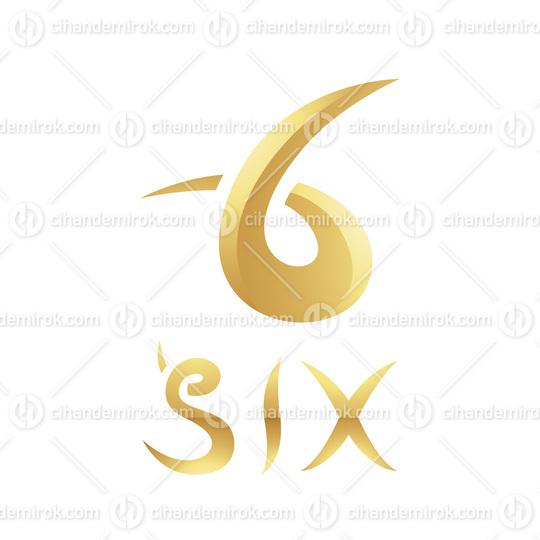 Golden Symbol for Number 6 on a White Background - Icon 9