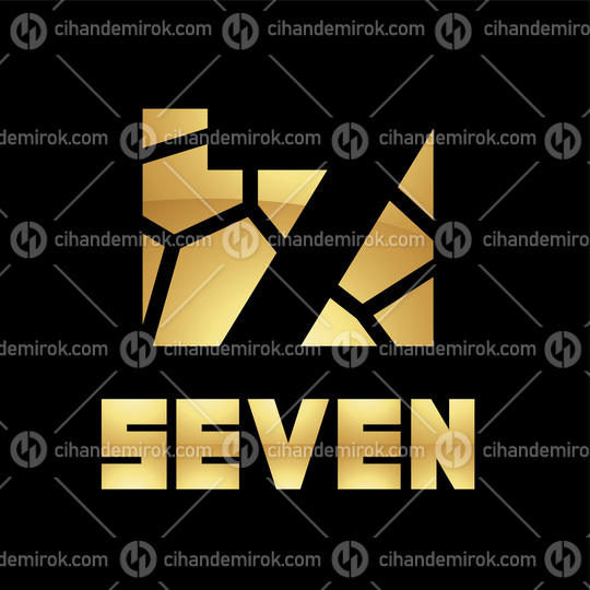 Golden Symbol for Number 7 on a Black Background - Icon 1