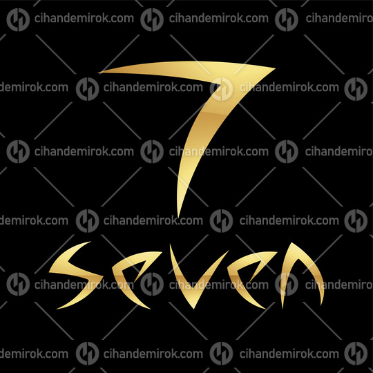 Golden Symbol for Number 7 on a Black Background - Icon 2