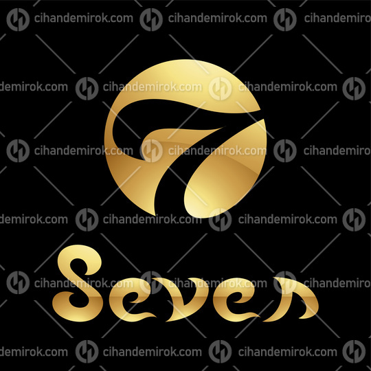 Golden Symbol for Number 7 on a Black Background - Icon 4