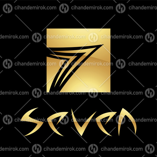 Golden Symbol for Number 7 on a Black Background - Icon 5