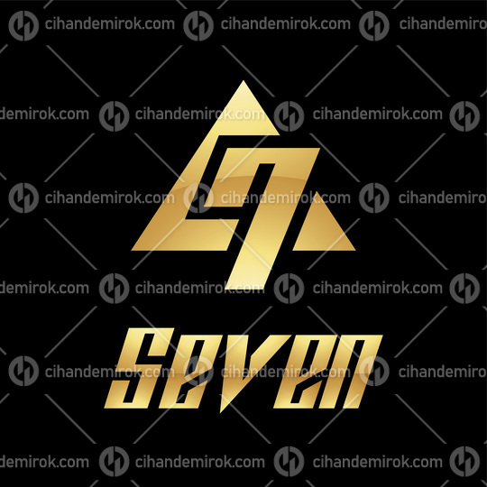 Golden Symbol for Number 7 on a Black Background - Icon 7