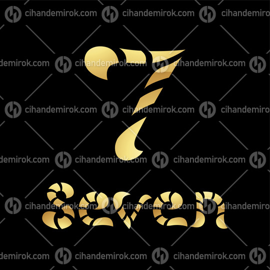 Golden Symbol for Number 7 on a Black Background - Icon 8
