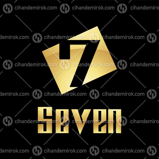 Golden Symbol for Number 7 on a Black Background - Icon 9