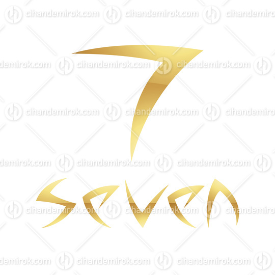 Golden Symbol for Number 7 on a White Background - Icon 2