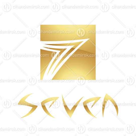 Golden Symbol for Number 7 on a White Background - Icon 5