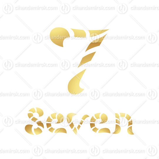 Golden Symbol for Number 7 on a White Background - Icon 8