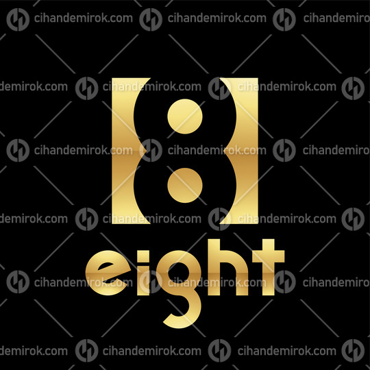 Golden Symbol for Number 8 on a Black Background - Icon 1