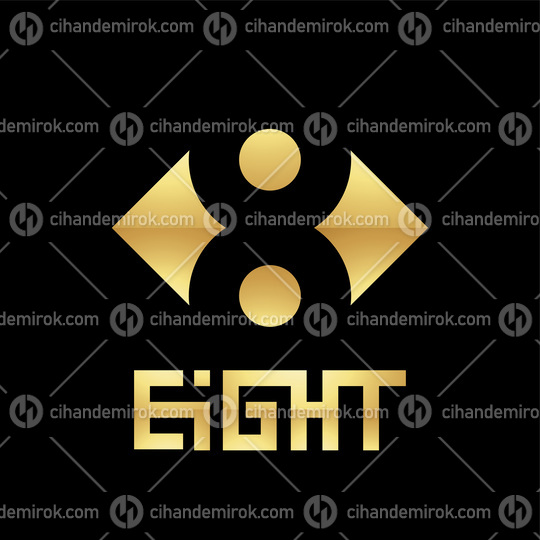 Golden Symbol for Number 8 on a Black Background - Icon 3