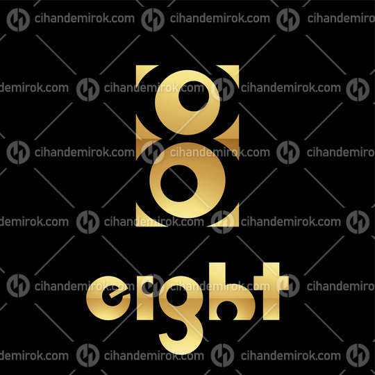 Golden Symbol for Number 8 on a Black Background - Icon 4