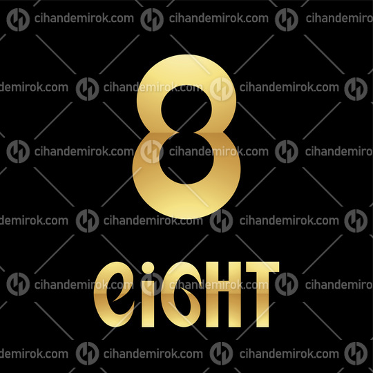 Golden Symbol for Number 8 on a Black Background - Icon 5