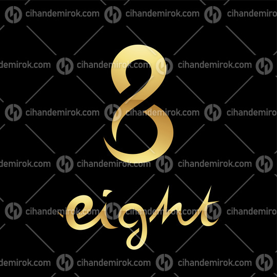 Golden Symbol for Number 8 on a Black Background - Icon 7