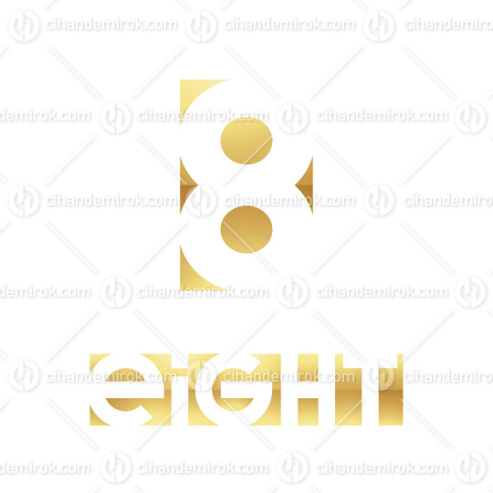 Golden Symbol for Number 8 on a White Background - Icon 8