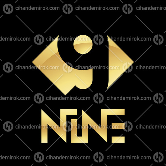 Golden Symbol for Number 9 on a Black Background - Icon 1