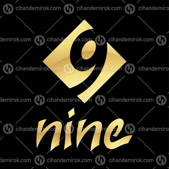 Golden Symbol for Number 9 on a Black Background - Icon 6