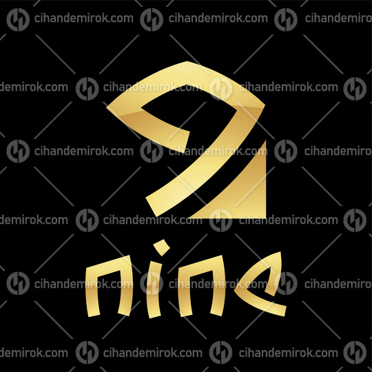 Golden Symbol for Number 9 on a Black Background - Icon 7