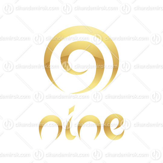 Golden Symbol for Number 9 on a White Background - Icon 2
