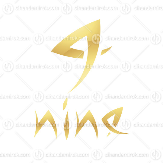 Golden Symbol for Number 9 on a White Background - Icon 3