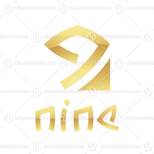 Golden Symbol for Number 9 on a White Background - Icon 7