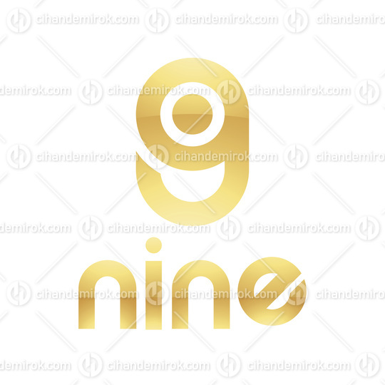 Golden Symbol for Number 9 on a White Background - Icon 8
