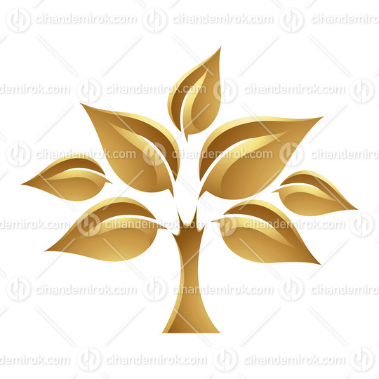 Golden Tree of Leaves on a White Background