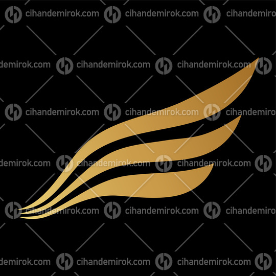 Golden Wing Icon on a Black Background