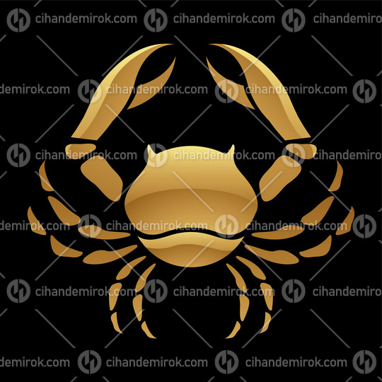 Golden Zodiac Sign Cancer on a Black Background