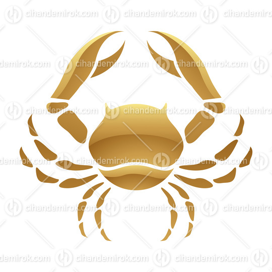 Golden Zodiac Sign Cancer on a White Background