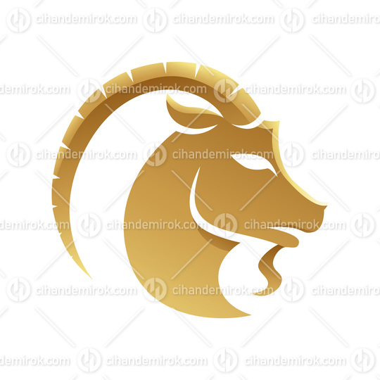 Golden Zodiac Sign Capricorn on a White Background