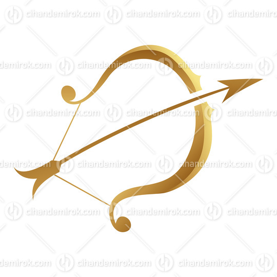 Golden Zodiac Sign Sagittarius on a White Background