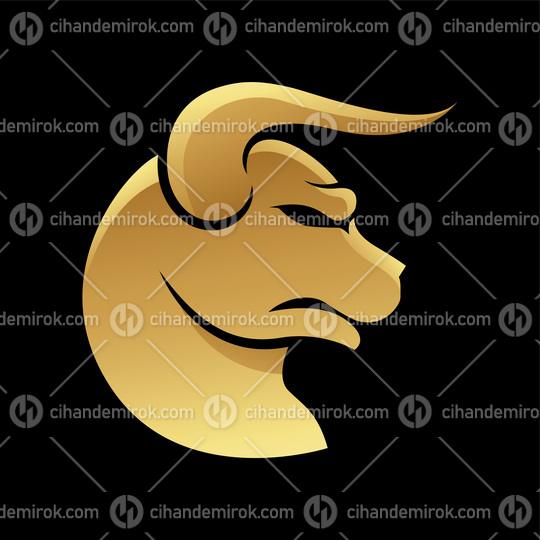 Golden Zodiac Sign Taurus on a Black Background