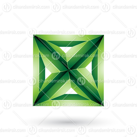 Green 3d Geometrical Embossed Square and Triangle X Shape 