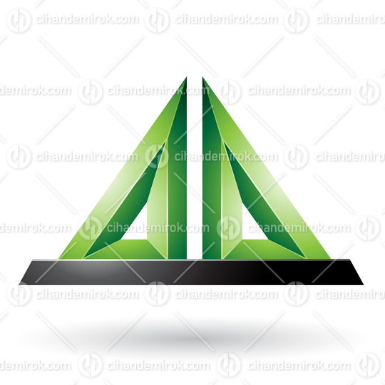 Green 3d Pyramidical Embossed Shape Vector Illustration