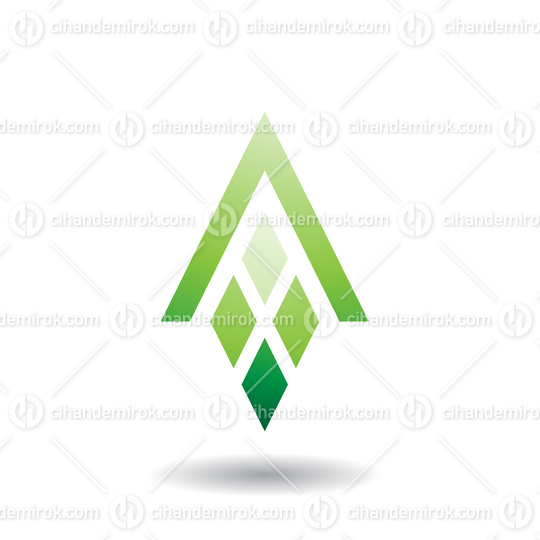 Green Abstract Icon for Letter A with Four Diamond Shapes