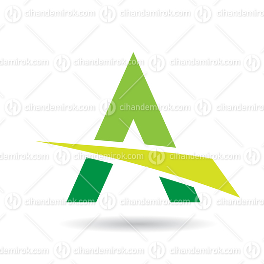 Green Abstract Icon of Letter A with a Cutting Triangle