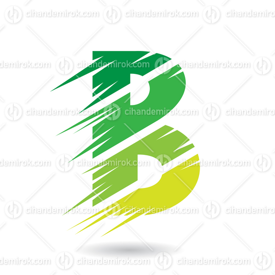 Green Abstract Letter B Symbol with Swooshed Stripes