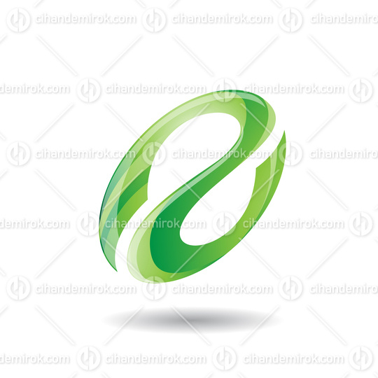 Green Abstract Oval Curvy Icon for Letter A or Reverse S