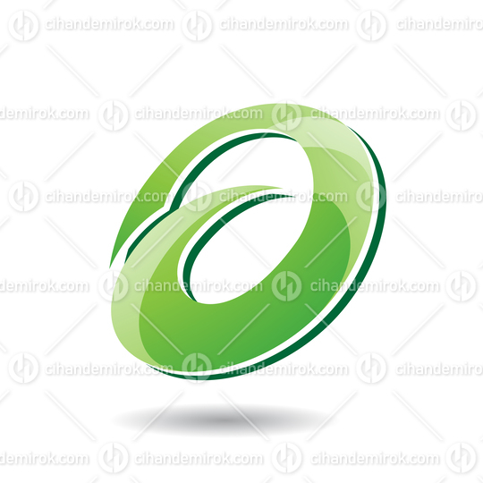 Green Abstract Oval Layered Spiky Round Icon for Lowercase Letter A