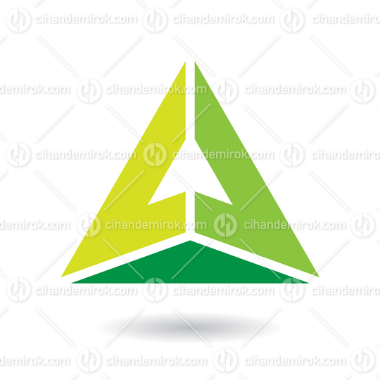 Green Abstract Pyramid Shaped Letter A with a Shadow