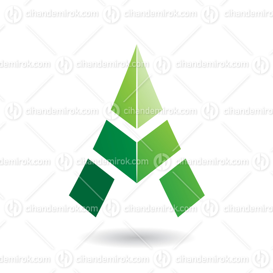 Green Abstract Pyramidical Tower Shaped Icon for Letter A