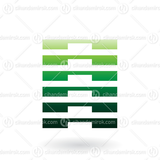 Green Abstract Rectangular Shape with Thin and Thick Stripes