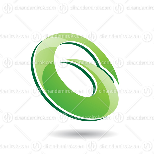 Green Abstract Spiky Layered Oval Icon for Letter G Q or O