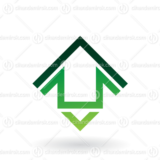Green Abstract Square House Shape with Angled Lines