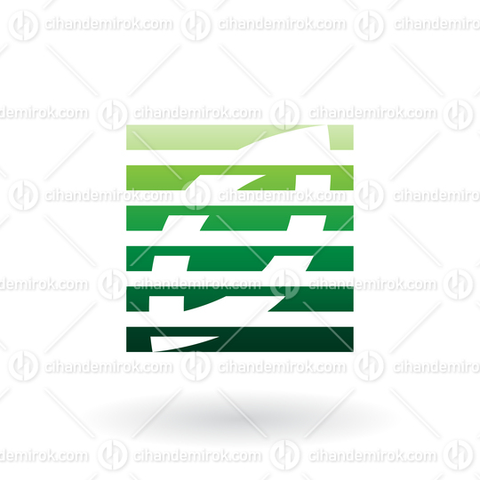 Green Abstract Square Wheat Grain Icon with Stripes