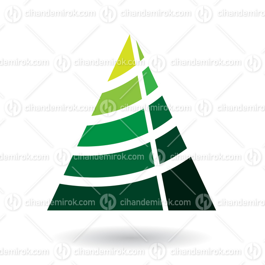 Green Abstract Striped Metronome Shaped Icon of Letter A