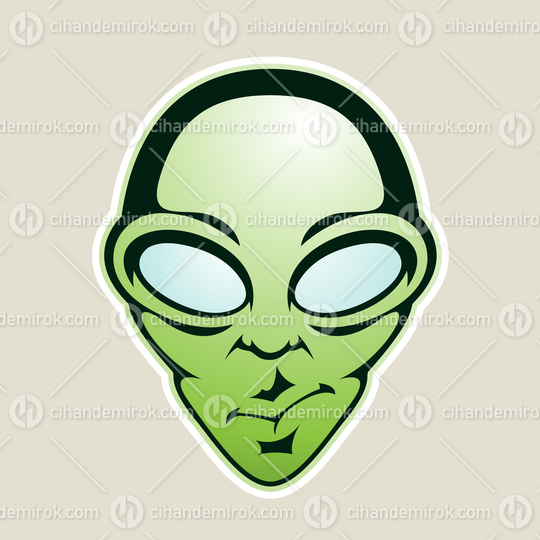 Green Alien Head Cartoon Icon Vector Illustration